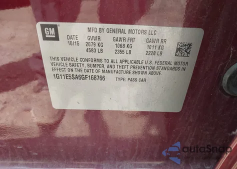 2016 Chevrolet Malibu Limited Ltz from USA, damaged, VIN 1G11E5SA6GF168766